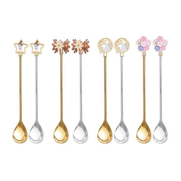 Coffee Spoons Silverware Flatware Cherry Blossom Handle Coffee Spoon Stainless - Picture 13 of 14